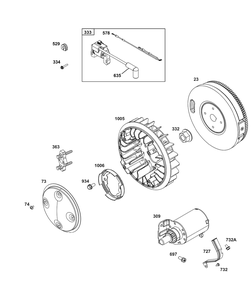 Flywheel, Ignition, And Starter Group Diagram and Parts List for 385447-0402-G1  Briggs and Stratton Engine